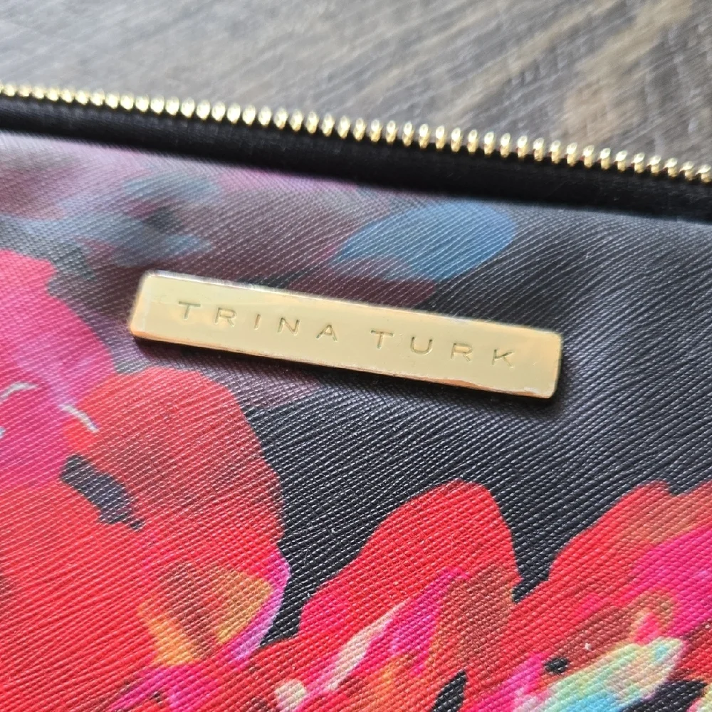 Ted Baker Black Floral Zip Tablet Sleeve with Red and Blue Blooms
